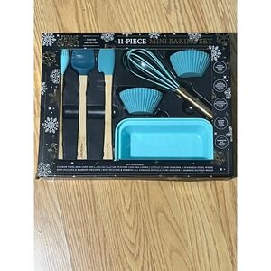 Thyme & Table Festive Collection 11-Piece Mini Baking Set Teal Blue Bamboo New